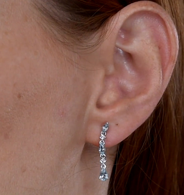 Stellato Collection Blue Topaz and Diamond Earrings in 9K White Gold